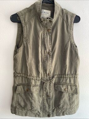 Mudd Olive High Neck Utility Drawstring Vest